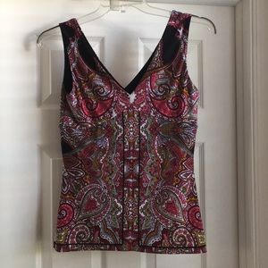 INC Top Multi w/Black Piping Beautiful Colors!